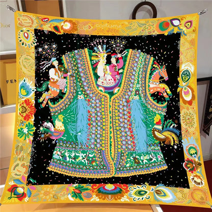 【2025 New】90x90 Twill Silk Square Scarf for Women - French Retro Niche Bustier Shawl Scarf - Stylish Fashion Wrap Accessory