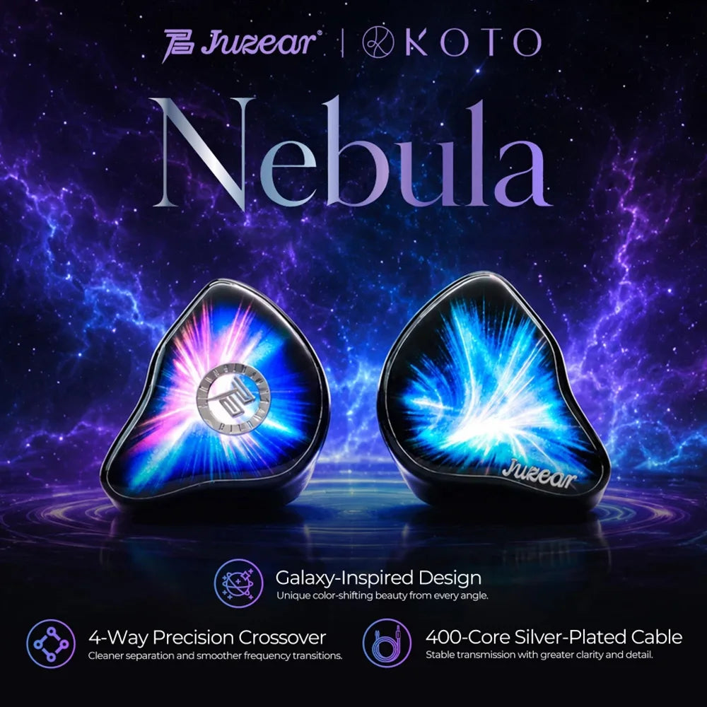 Juzear x KOTO POISE Nebula HiFi IEMs Vocal 1DD+3BA+1 Planar Hybrid In-Ear Monitor Earphones with 3.5+4.4mm Plugs Cable