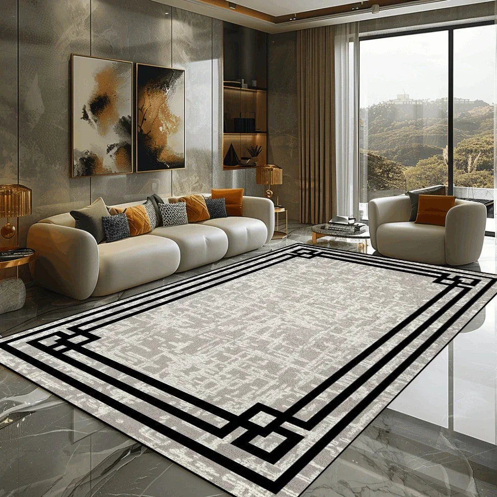 Golden Marble Carpet Luxury Bedroom Decoration Large Area Rugs Sofa Side Carpets for Living Room Soft Non-slip Lounge Floor Mat