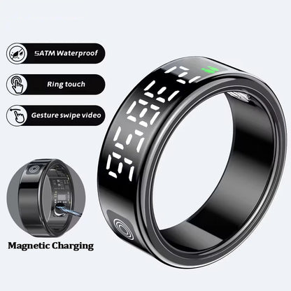 2026 Smart Ring with Display Screen and Touch, Wireless Charging, Health Manager, 5 ATM Waterproof For Men Women Rings R12 R11
