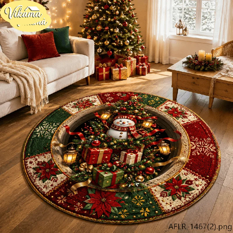 New Year's Christmas Tree Decorative Rug, Soft and Comfortable Living Room Fireplace Carpet, Bedroom Floor Mat, Home Decor