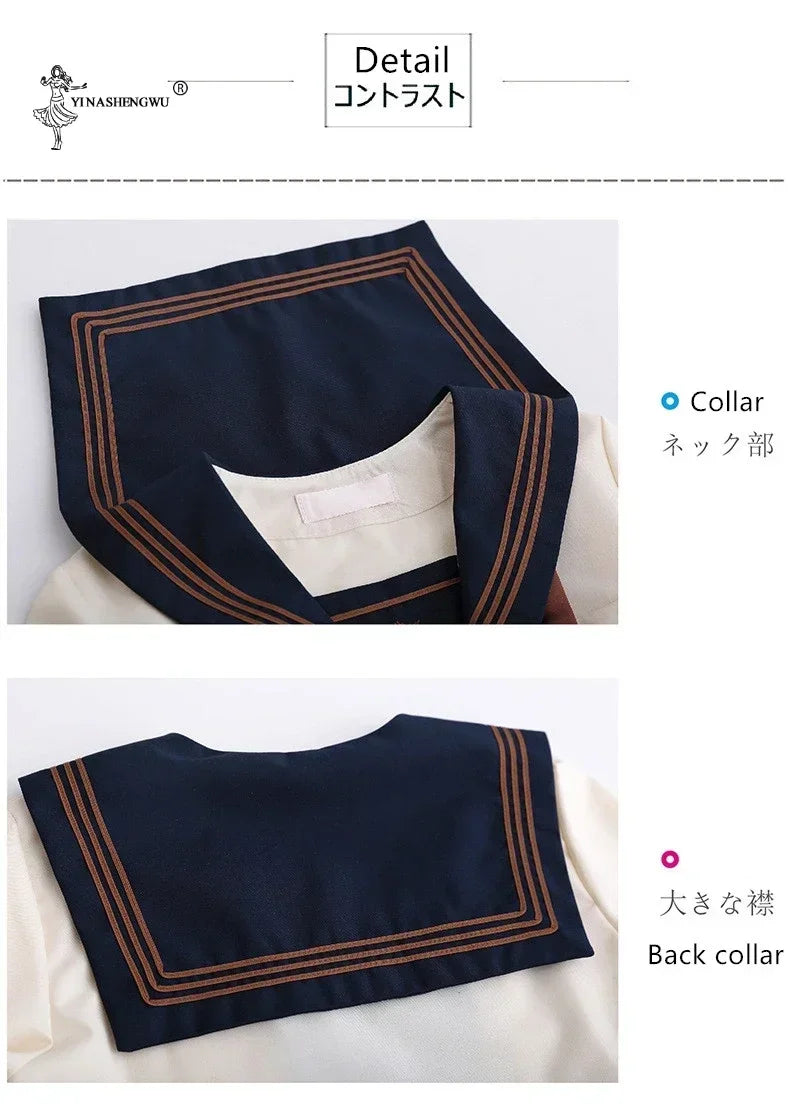 Japanese School Uniforms Anime COS Sailor Suit Jk Uniforms College Middle School Uniform For Girls Students Light Yellow Costume