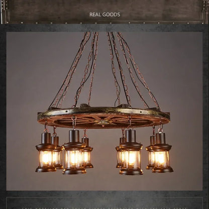 Classical Industrial Iron LED Wheel Pendant lights Metallic lustre Hanging Lamps Bar decoration Suspend Lamps Cafe Pendend Lamps