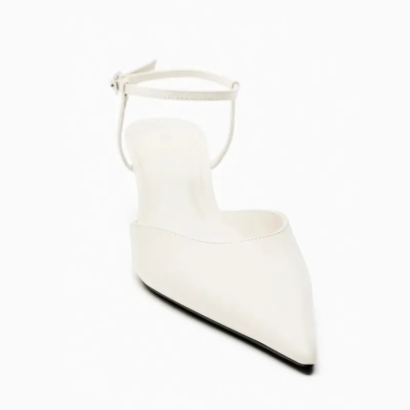 Luxury Brand Women's Pointed Toe Wedge Sandals Summer New Shallow One-word Buckle Designer Shoes Fashion Slingback Mules Shoes