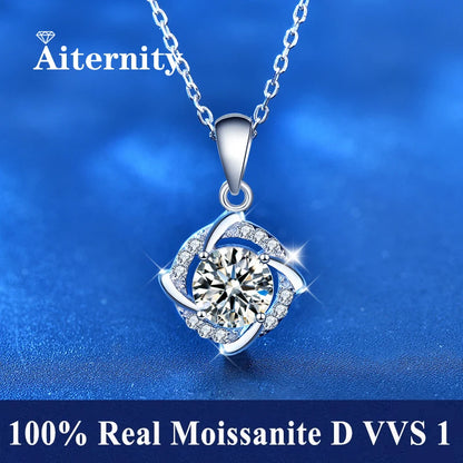 Fashion Luxury Trendy Classic 1ct GRA Moissanite Irregular Sqaure Necklace For Charm Women 925 Silver Party Jewelry Gift