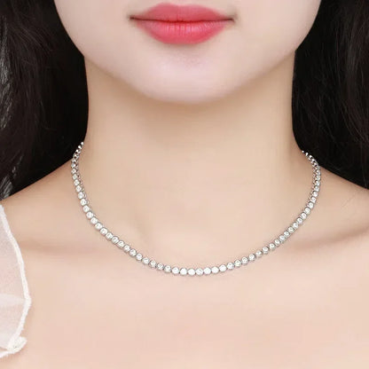 EWYA Sparkling Real Bubble 2/3mm D Color Full Moissanite Tennis Necklace for Women S925 Silver All Diamond Neck Chain Necklaces