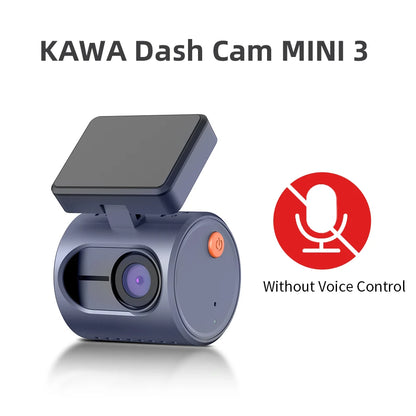 KAWA Dash Cam MINI 3 Voice Control Tiny 2K 1296P Colorful Night Vision 24H Parking Guard WIFI, G-sensor, Supercapacitor,Car DVR