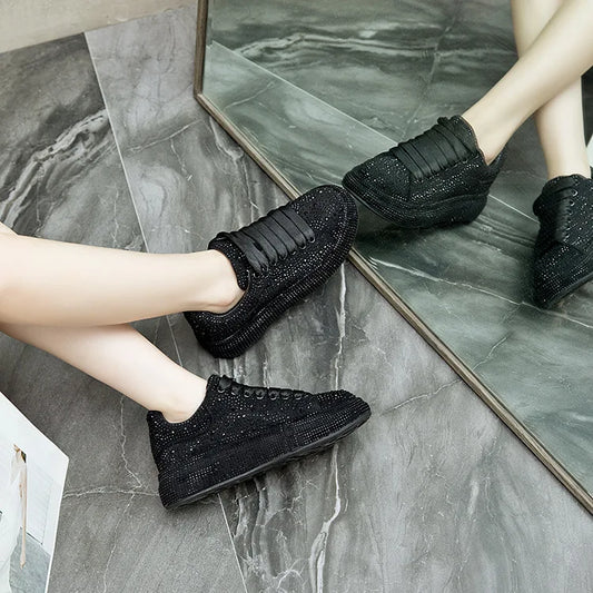New Spring/Autumn Fashion Rhinestone Sparkling Low-Top Lace-up Casual Women's Shoes