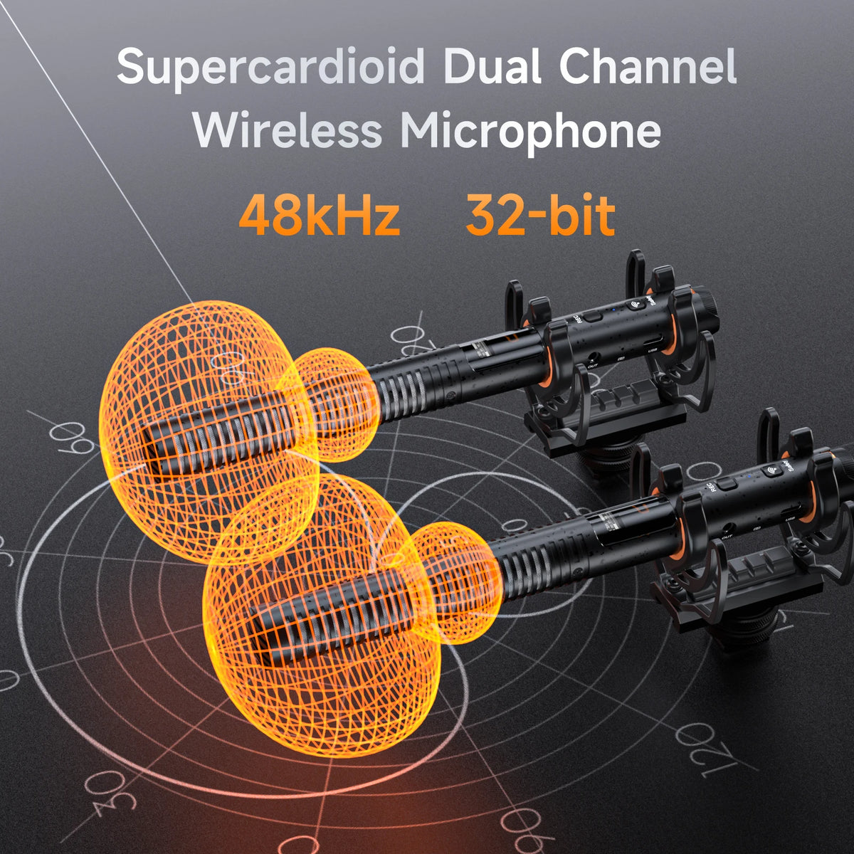 COMICA VM40 Super Cardioid 2.4G Wireless Shotgun Microphone 48kHz 32-bit 32GB Built-in Storage Mic for Camera Smartphone PC