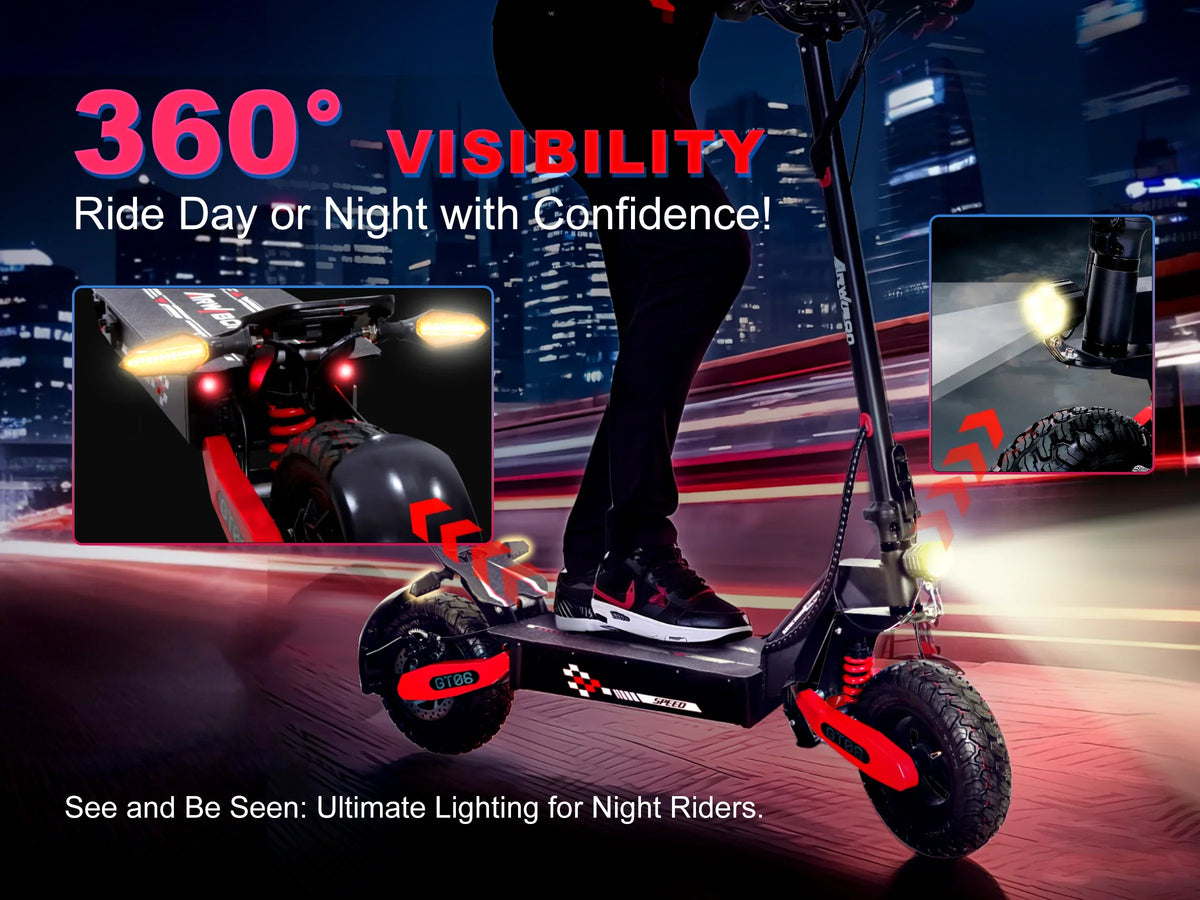 Arwibon GT06 1200W Foldable E-Scooter for Adults -Max Speed 25MPH, 48V 13AH/23.4AH, 11"Off-Road Tires | US Stock, Factory Direct