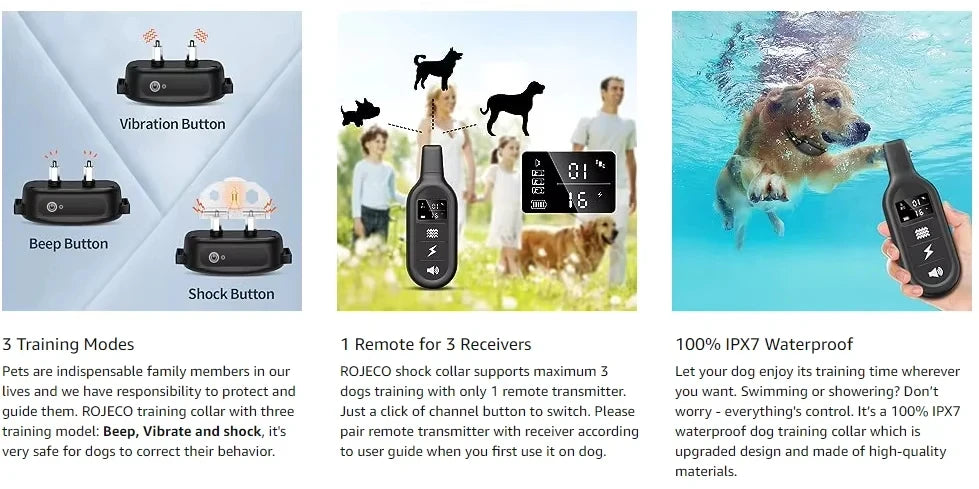 Paipaitek 1000M Dog Training Collar All Size Dog Waterproof Electric Collar for Dog Training Rechargeable Dog Anti Bark Collar