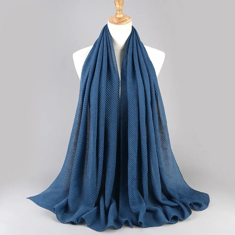 Women Plain Cotton Scarf Head Hijab Wrap Solid Full Cover-up Shawls Foulard Femme Headband Crinkle Muslim Hijabs Store 2024 NEW