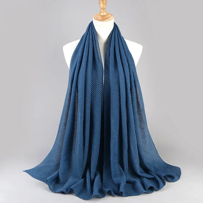 Women Plain Cotton Scarf Head Hijab Wrap Solid Full Cover-up Shawls Foulard Femme Headband Crinkle Muslim Hijabs Store 2024 NEW
