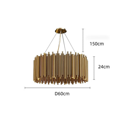 Living room chandelier Villa duplex modern simple stainless steel creative chandelier interior lighting LED lights gold