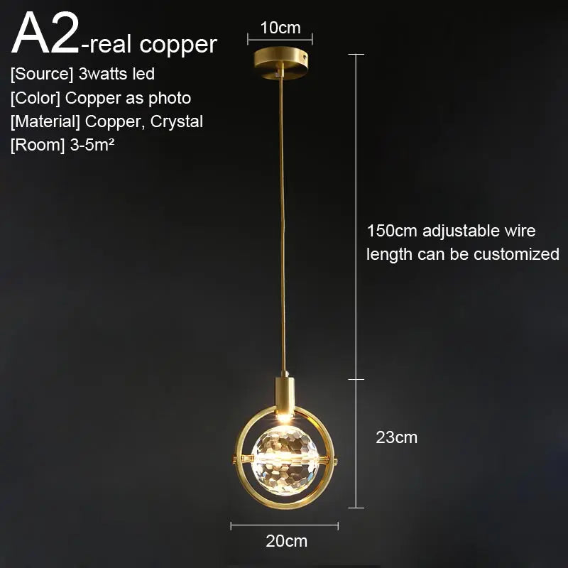 Crystal Led Pendant Lights Kitchen Fixture Suspension Bedside Hanging Lamp Nordic Loft Living Room Dining Room Indoor Home Decor