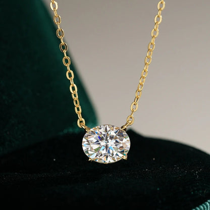 Wife Valentine's Day 18K Gold Women Wedding Pendant Oval 2CT Moissanite Diamond Girl Friend Birthday Gift Necklaces Fine Jewelry
