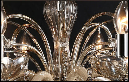 New Modern Candle Cognac Color Crystal Chandelier Living Room Large Light Atmosphere Restaurant Bedroom Lobby Hotel Hanging Lamp