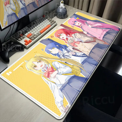 Anime HD Print Mouse Pad Bocchi The Rock Large Gaming Mousepad Rubber Computer Mouse Mat Gamer Locking Edge Accessories Non-slip