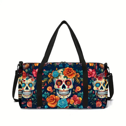 Luxury Novelty Cool skeleton 3D Printed Large Capacity Travel Bags Barrel Shape Crossbody Bag Outdoor Sports Bags Gym Yoga Bag