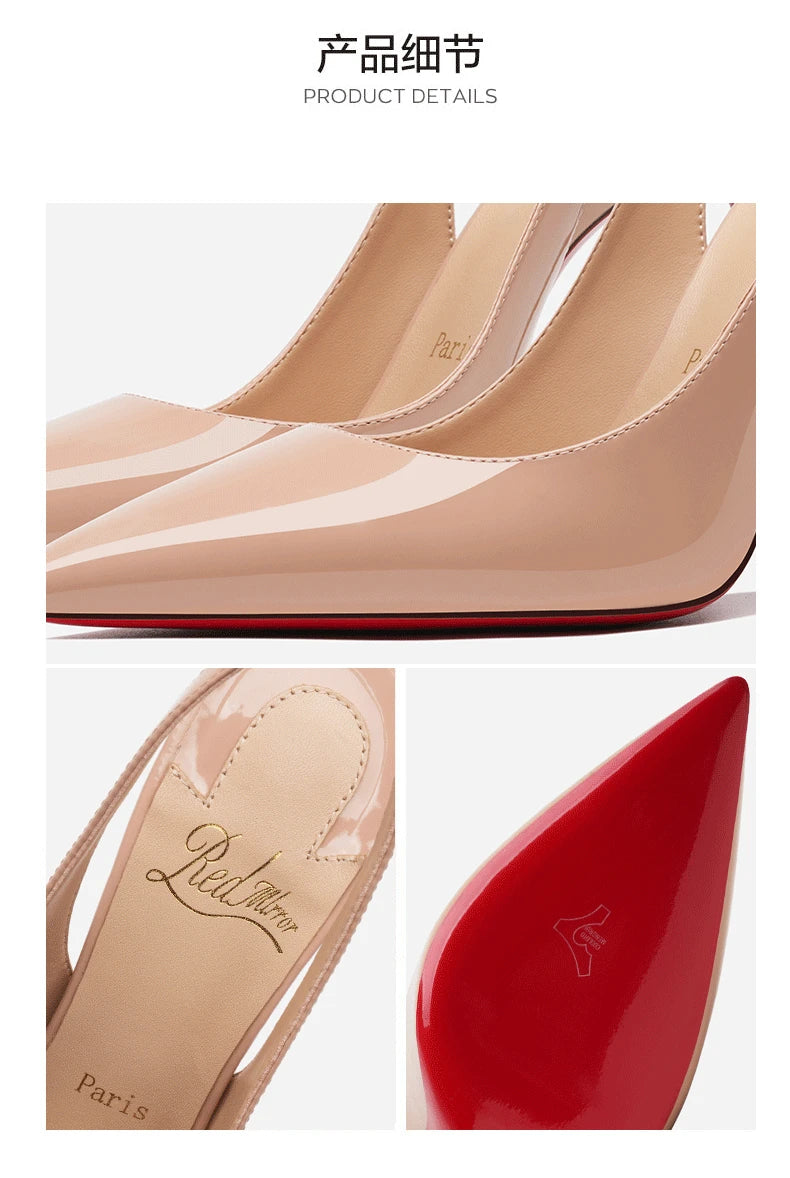 Heeled sandals Red Shiny Bottoms Naked color luxury Hollow 2026 New Elegant High Heels Sexy Slingbacks Ladies Shoes Women shoes
