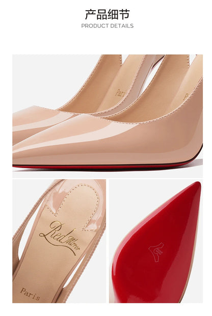 Heeled sandals Red Shiny Bottoms Naked color luxury Hollow 2026 New Elegant High Heels Sexy Slingbacks Ladies Shoes Women shoes