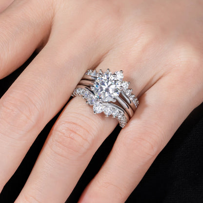 AnuJewel 3CT D Color Moissanite Wedding Bands 18k Gold Plated 925 Sterling Silver Bridal Ring Set For Girls Jewelry Wholesale