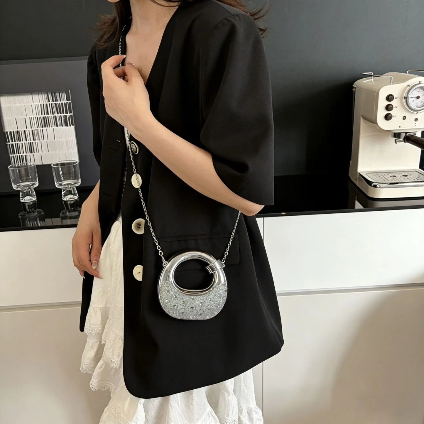 Mini Golden Evening Bag Purses and Handbags Luxury Designer Shoulder Bags Diamond Party Wedding Round Acrylic Clutch Purse Ins