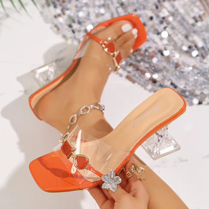 Trend Summer Women Sandals Elegant Transparent Heel Clear Shoes Women Outdoor Luxury Slippers Open Toe High Heels Sandals Women