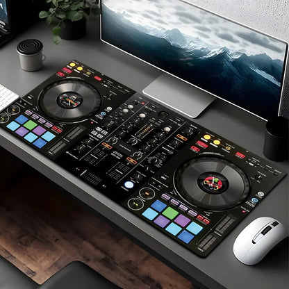 Large Size DJ Mixer Desk Pad 35.4x15.7In Non Slip Smooth Surface Keyboard Mouse Mat For Home Studio Gaming Music Producer With M