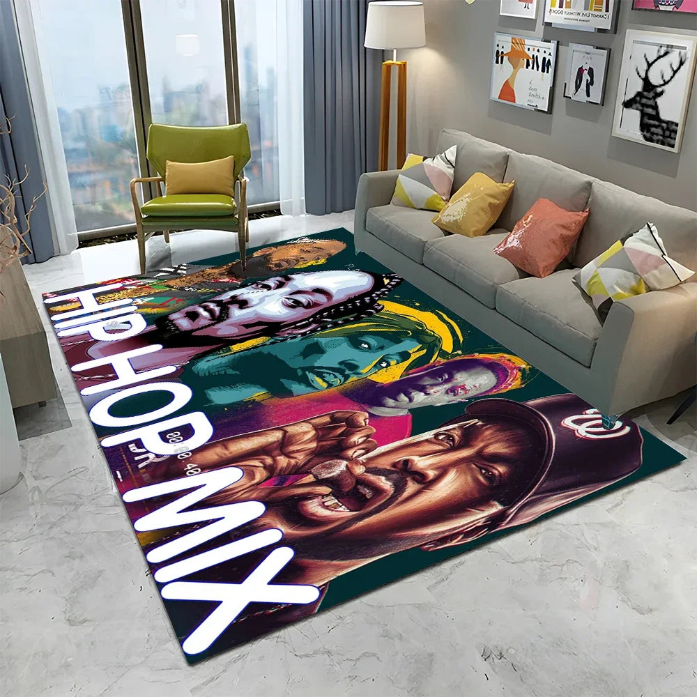 Legend Star Hip Hop Rapper Art Carpet Rug for Home Living Room Bedroom Sofa Doormat Decor,kids play Area Rug Non-slip Floor Mat