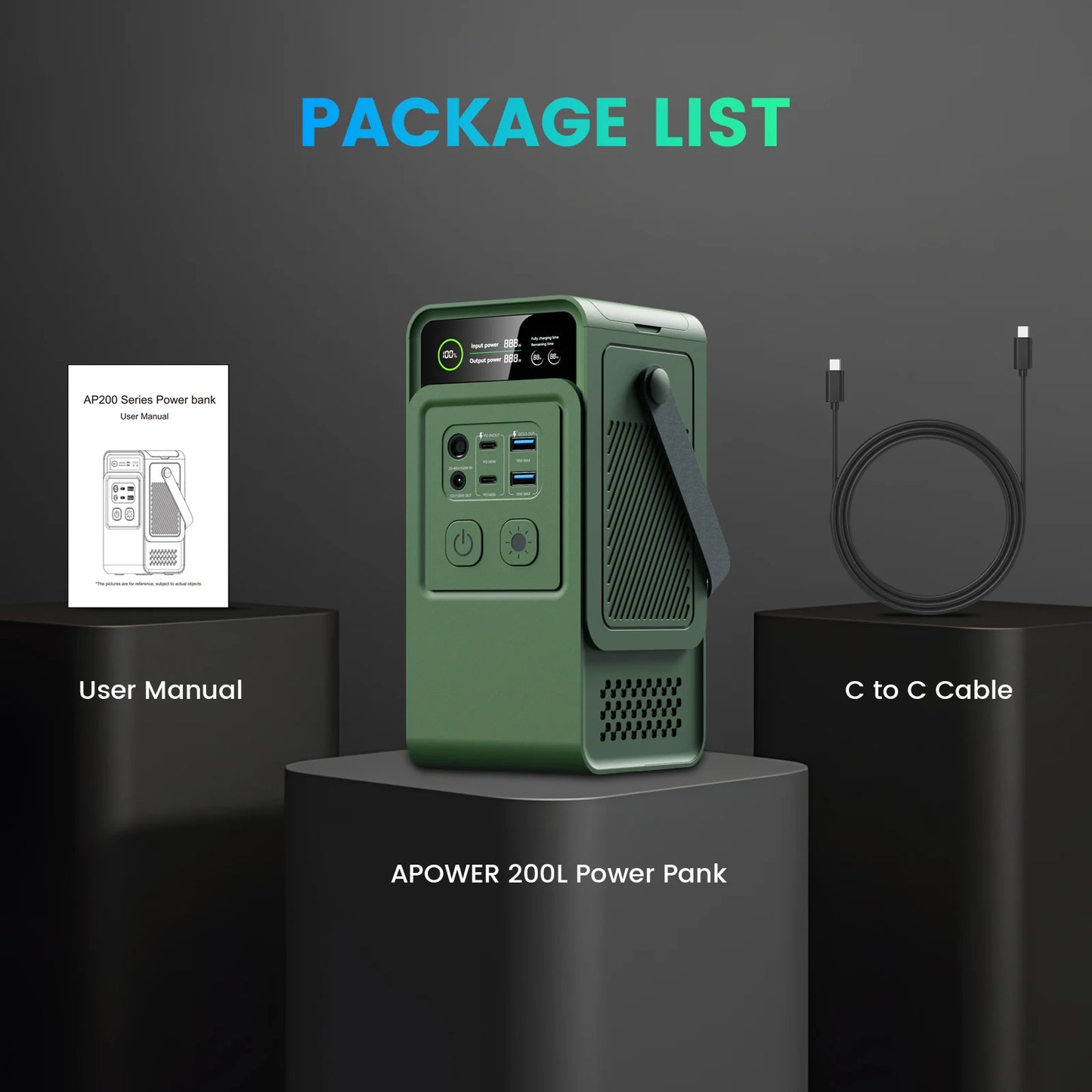 CTOLITY AXP200 200W Portable Solar Generator 192Wh Power Station Lifepo4 Battery Camping Power Bank Emergency Supply 140W PD