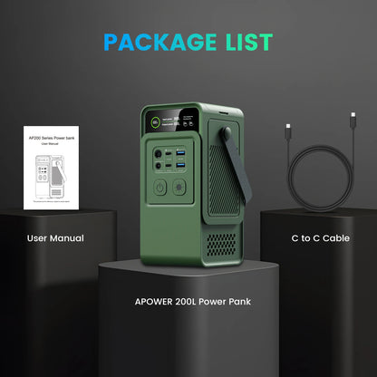 CTOLITY AXP200 200W Portable Solar Generator 192Wh Power Station Lifepo4 Battery Camping Power Bank Emergency Supply 140W PD