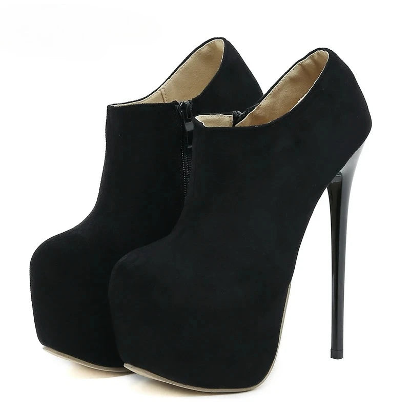 Aneikeh Spring Fashion Round Toe Ankle Boots Platform Women Zip Extreme Club Style Ultra High Heels Party Shoes Zapatos Mujer