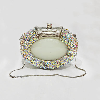 Large Stone Hard Metal Evening Clutch Bag Crystal Women Bags Luxury Designer Fashion  Party Banquet Clutch Purse Diamond Handbag