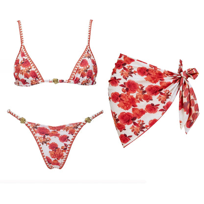 2026 New 2Pcs Solid Swimsuit Bandeau Biquini Sexy Bikini Women Swimwear Push Up Swim Suits Female Sarong Bathingsuit Beachwear