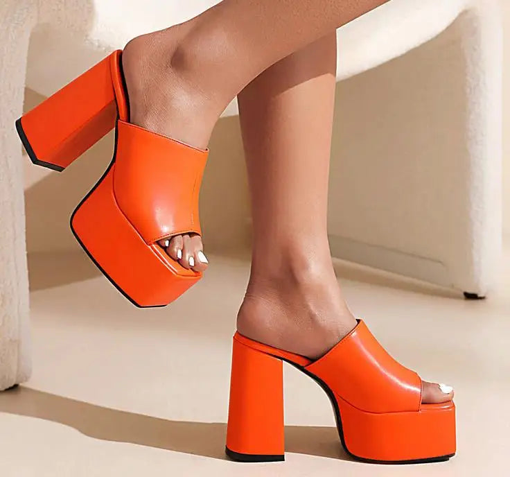 Women Slippers New Summer Hot Designer Wedges Slippers Chunky Platform Mules Sandals High Heels Beach Shoes Slides 34-43
