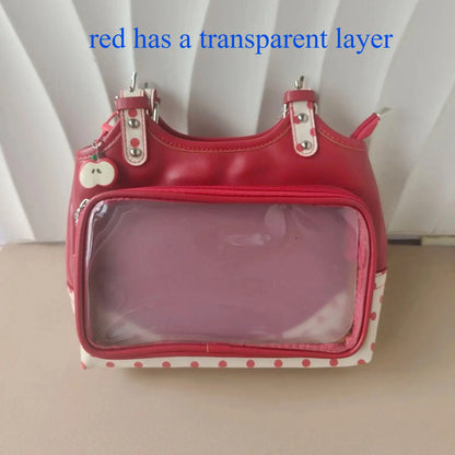 Sweet Transparent Ita Bags for Woman Dot Print Apple Shoulder Bag Underarm Bolso Beautiful Sac Femme Practical Bolsos De Mujer