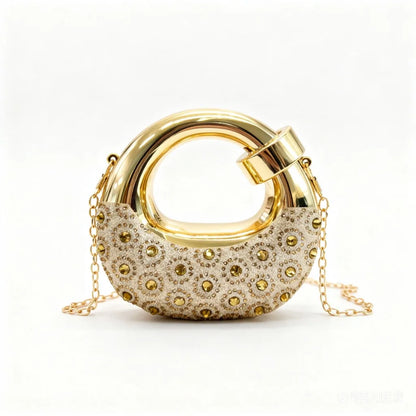 Mini Golden Evening Bag Purses and Handbags Luxury Designer Shoulder Bags Diamond Party Wedding Round Acrylic Clutch Purse Ins