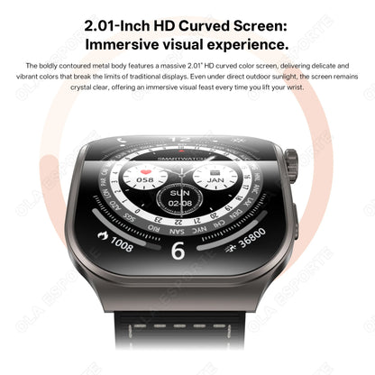 New Curved Screen Women's Smart Watch 2.01'' AMOLED HD Touch Screen Bluetooth5.3 Voice Call Men's Fitness Smart Watch Woman Hw12