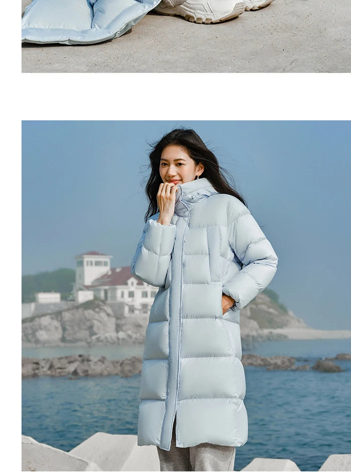 Semir Down Jacket Women Long Length Waterproof Coat 2026 Fashion Winter New Loose Hooded Coat Simple Down Jacket Woman