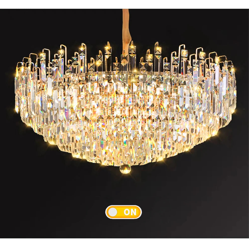 Modern Crystal Pendant Luxury Ceiling Chandelier LED Hanging Lamp for Living Dining Room Bedroom Home Decor Gold Luster Lighting