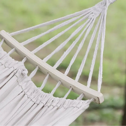 Outdoor Canvas Hammock Portable Single Double Thickened Anti-Rollover Striped Hammock Travel Camping Hanging Swing With Bag