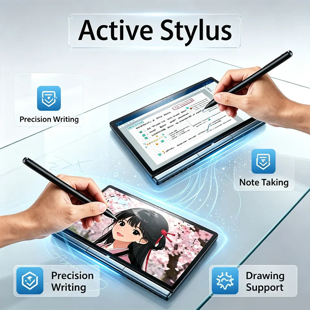 10'' 2 in 1 Tablet Laptop Intel N150 Win11 Touch Screen FHD IPS 32GB DDR4 M.2 SATA NVMe SSD Support Stylus Pen Face Recognition