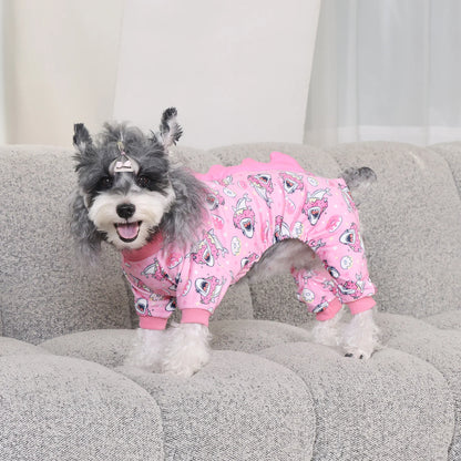 CuteBone Dinosaur Costume Dog Pajamas Stretchy Spandex Crystal Velvet Sleepwear Coat for Small Dogs Soft Warm Pet Outfit Clothes