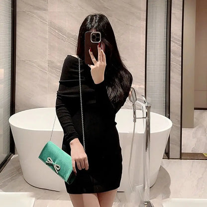 Luxury Sequins Silk Evening Bags Silver Clutch Bag Chain Bags Women Ladies