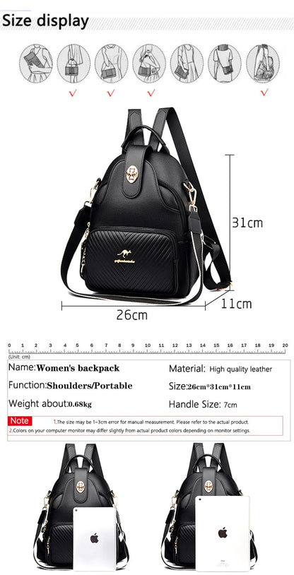 2024 New Fashionable Women's Backpack High Quality Soft Leather Women Shoulder Bag Famous Luxury Brand Female Handbag Sac A Main
