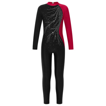 Kids Girls Long Sleeve Gymnastics Leotard Bodysuit Teens Gymnastics Jumpsuit for Girl Children Ballet Dance Costume Dancewear