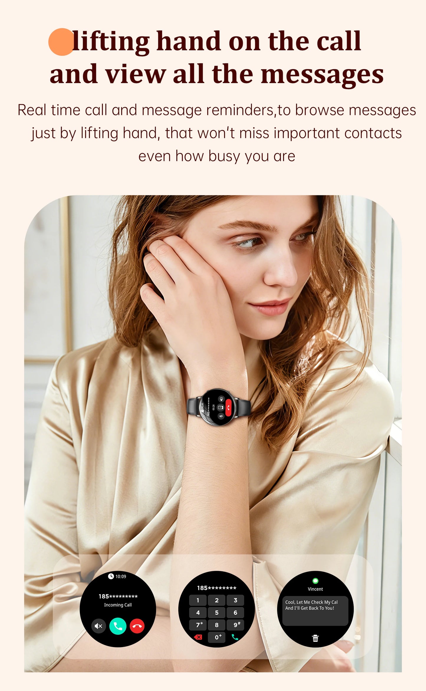 2026 durable women's new smartwatch with 1.32-inch AMOLED screen, language assistant, sports and health functions, women's watch