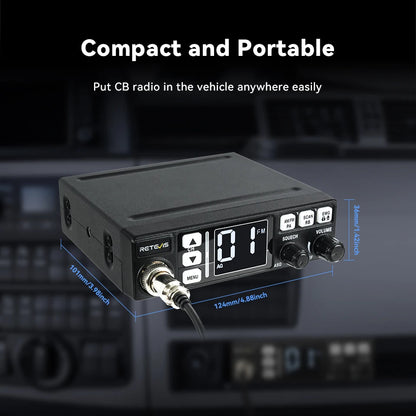 Retevis MB3/MB63 CB Radio Station Long Range Communication Professional Car Mobile Ham Radio AM FM Channel 9/19 VOX For Truckers