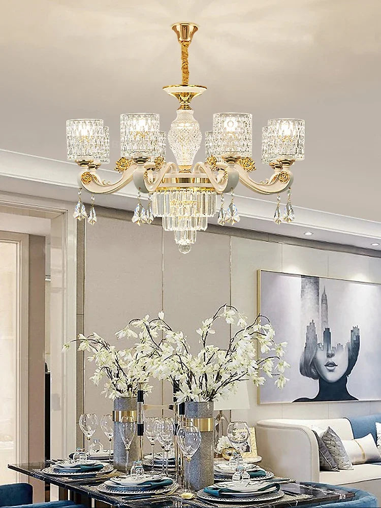 European Luxury Crystal Chandeliers LED Lights For Hotel Villa Lobby Living Dining Room French Romantic Home Decor Hanging Lamps